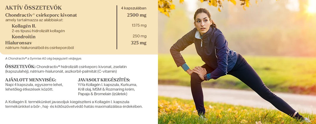 YiYa Colagen Tip 2 + Complex de Acid Hialuronic, 120 capsule