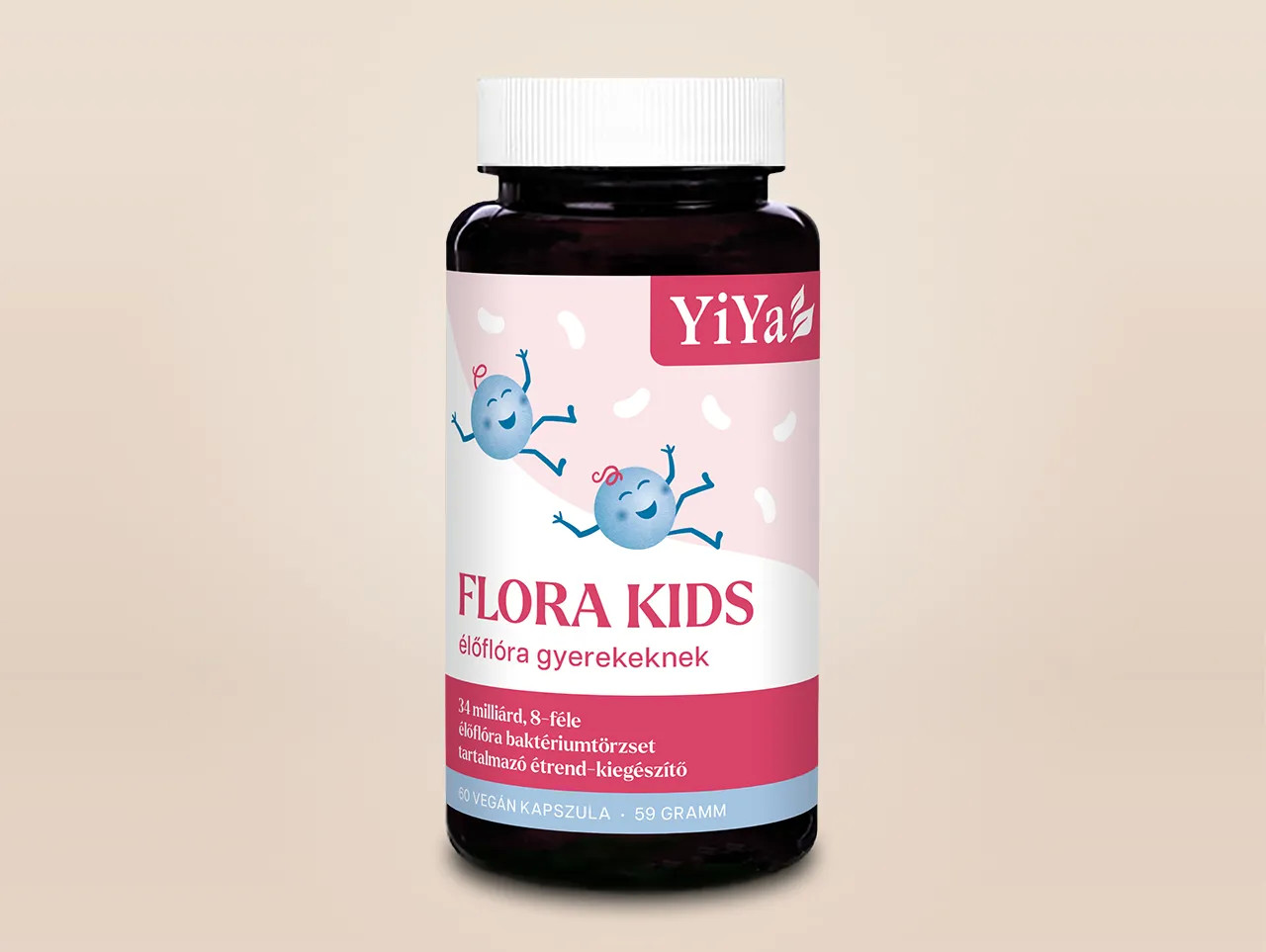YiYa Flora KIDs Probiotice pentru copii, 60 capsule – 34 miliarde de culturi active  8 tulpini bacteriene diferite!