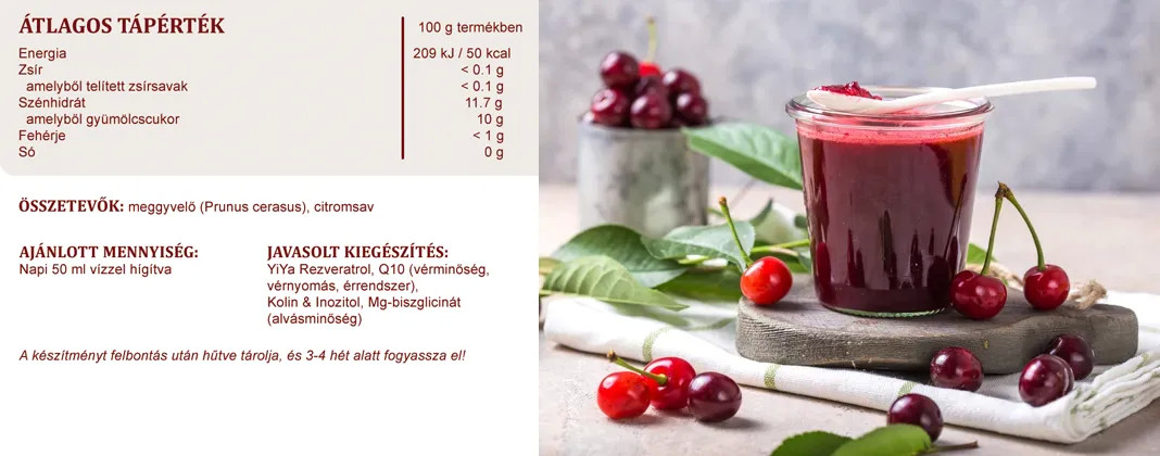 YiYa Piure de Vișine, 500 ml – 100% presat proaspăt