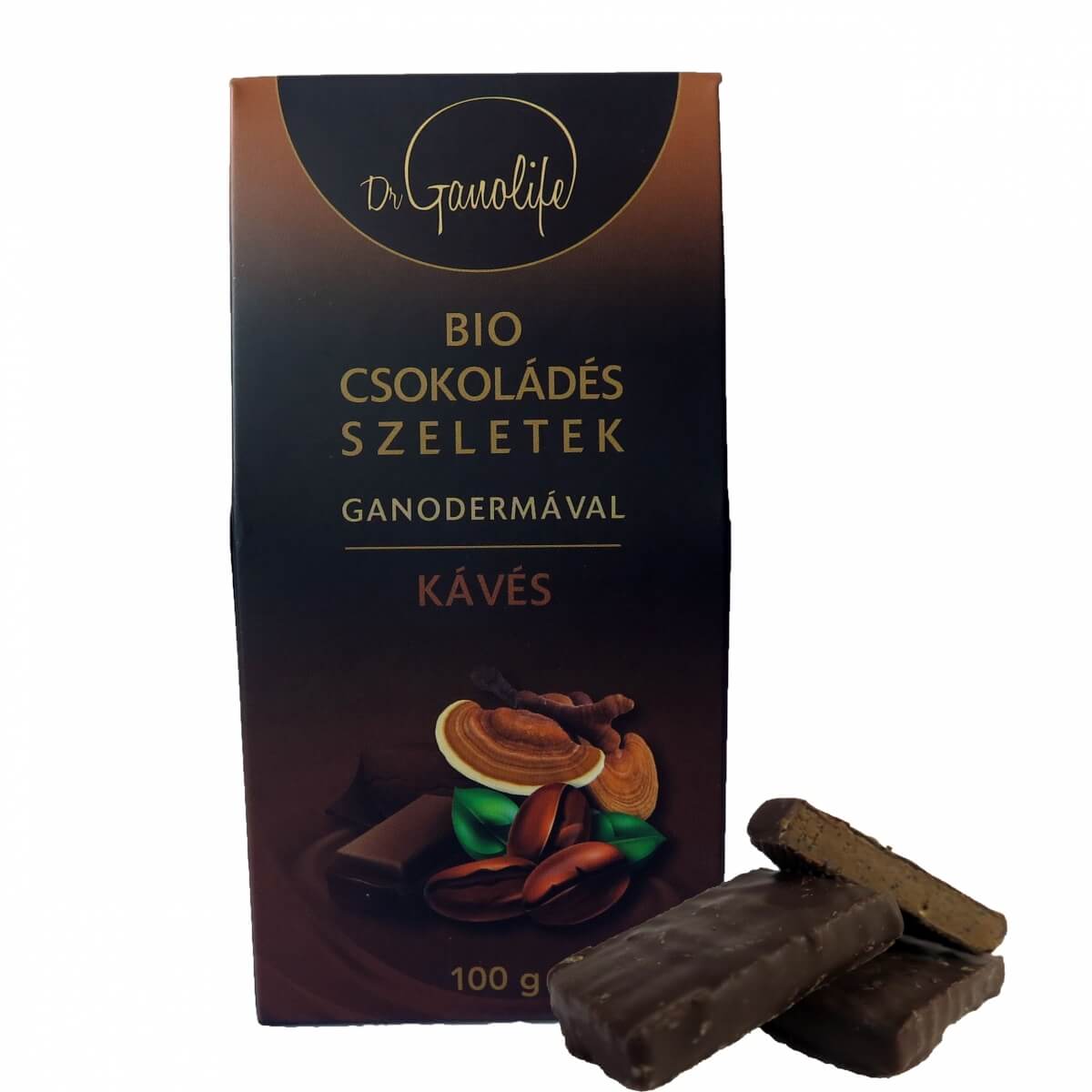 Dr Ganolife Felii de Ciocolata Bio Ganoderma Cafea 100g