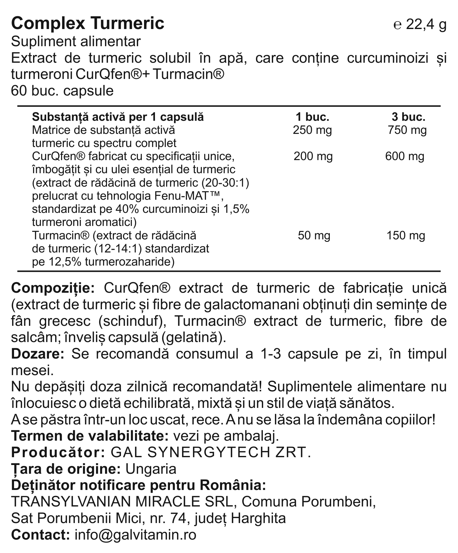 GAL Complex de turmeric, 60 capsule