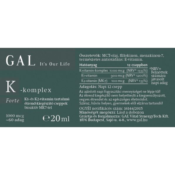 GAL Vitamina K-komplex Forte- 1000mcg K-komplex