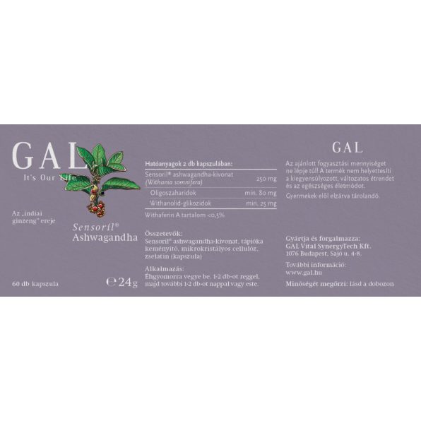 GAL Sensoril® Ashwagandha - Ginseng Indian 60 caps.